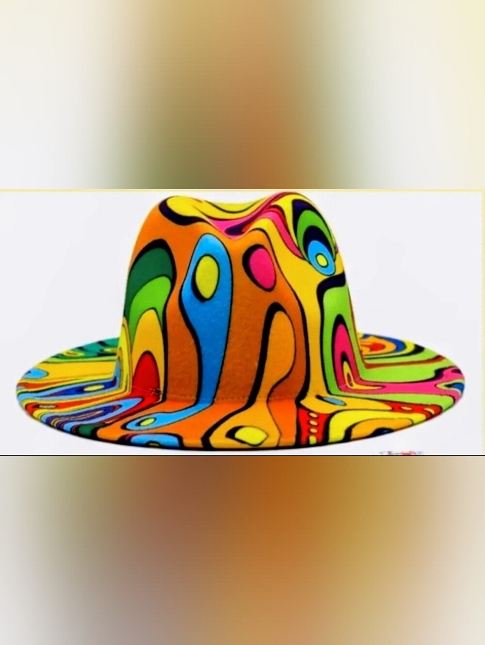 Multicolor Abstract Print Wide-Brim Women's Hat Brand New With Out Tags